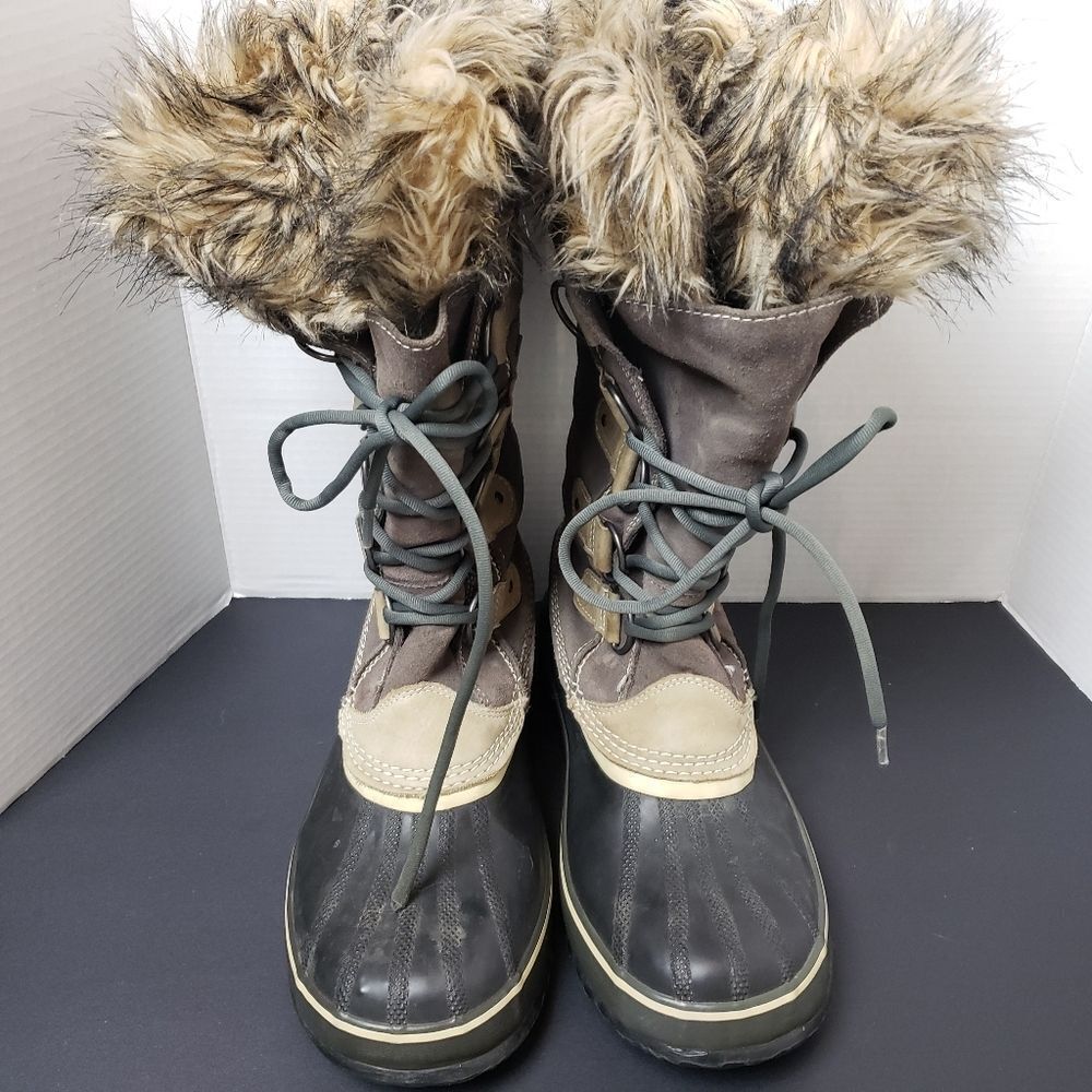 Sorel Brown and Tan Faux-Fur Winter Rain Boots - Picture 4 of 16